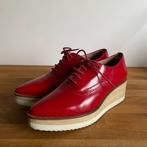 Uterque Spanish Red Platform Creeper Loafers Sz 39